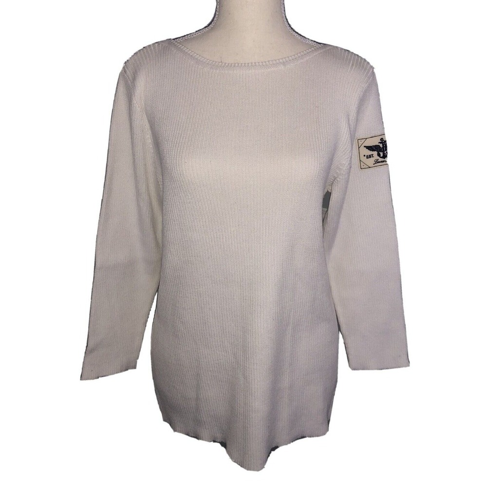 New Ralph Lauren‎ Sweater Juniors XL white 3/4 sleeve pullover